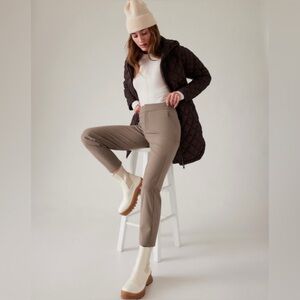 New Athleta Pants Stellar Trouser Pyrite Neutral Taupe Tan Dark Beige Greige 12!